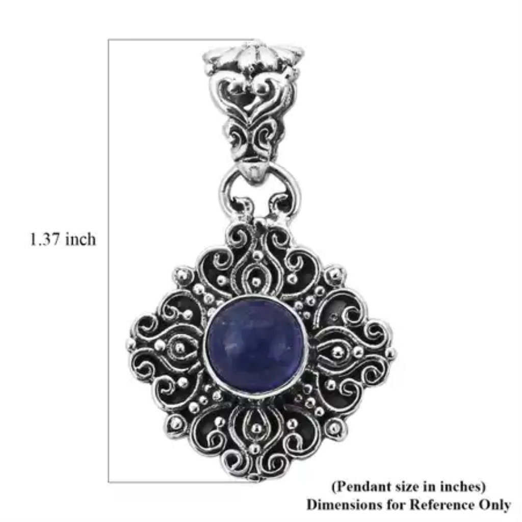 Bali Tanzanite Pendant In Sterling Silver 69$
